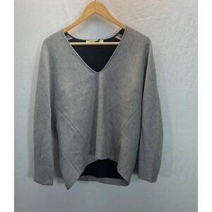 Hellessy New York Italian Fabric Vneck Heather Gray Silk lined cropped Rare Soft